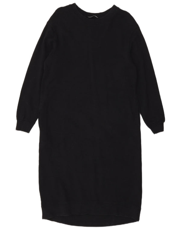 Женское платье-джемпер с длинными рукавами Zara UK 10, маленькое черное хлопковое платье
