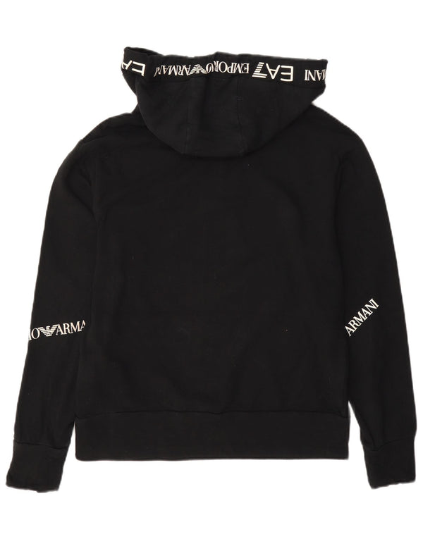 Женский джемпер с капюшоном оверсайз с рисунком Emporio Armani UK 6 XS, черный хлопок