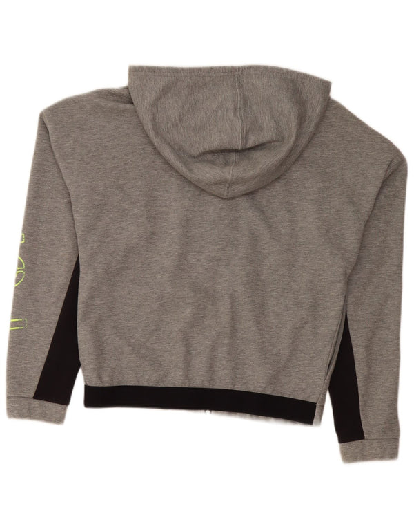 Женский свитер с капюшоном Puma Oversized на молнии с графическим рисунком UK 6 XS Серый с цветными блоками