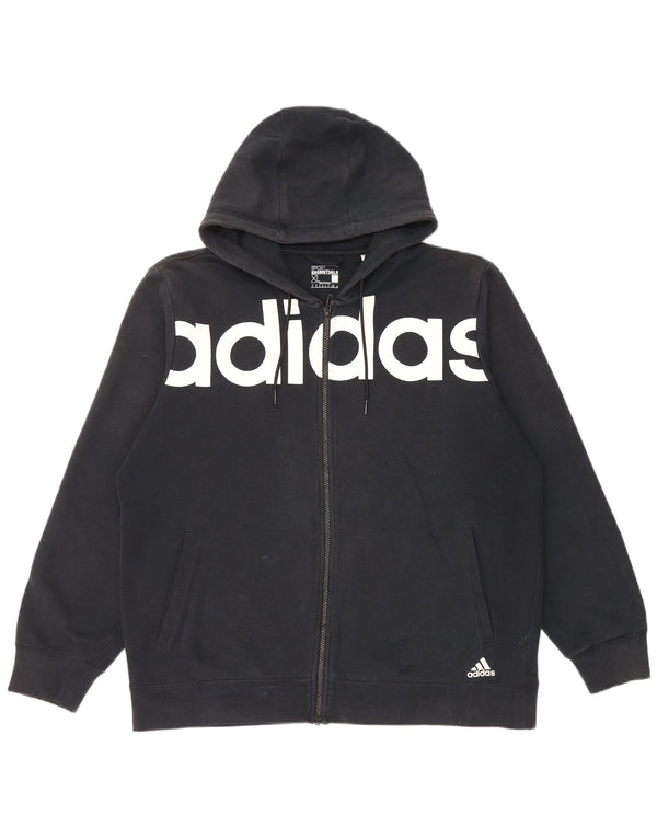 Мужской свитер с капюшоном Adidas на молнии с графическим рисунком XL, черный хлопок