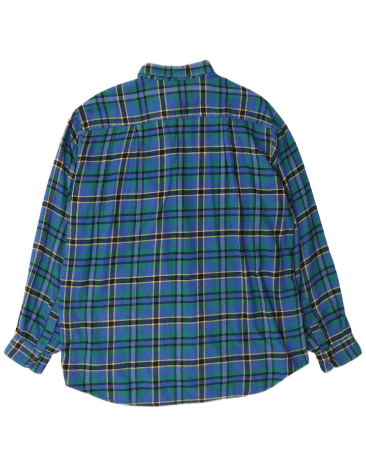 VINTAGE Mens Flannel Shirt XL Blue Check