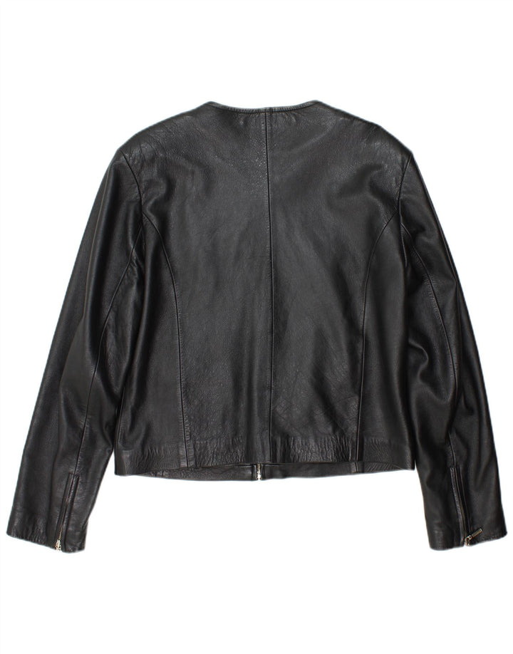 Женская укороченная кожаная куртка RABERG EU 42, большая черная кожа