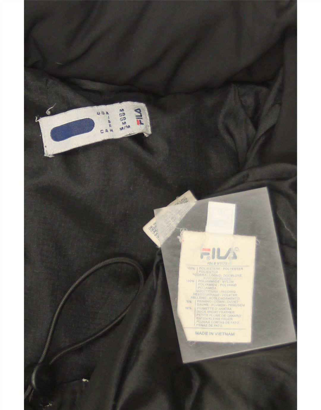 Мужская стеганая куртка Fila IT 50, большая черная, полиэстер с цветными блоками