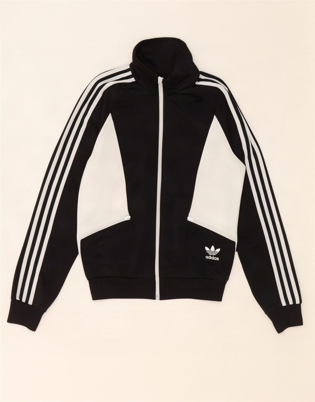 Женский спортивный костюм Adidas Top Jacket UK 10, маленький черный полиэстер с цветными блоками