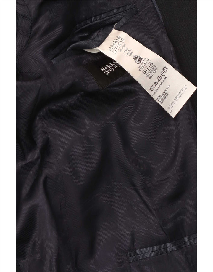 Мужской пиджак с 2 пуговицами Marks & Spencer EU 38, средний темно-синий, новая шерсть