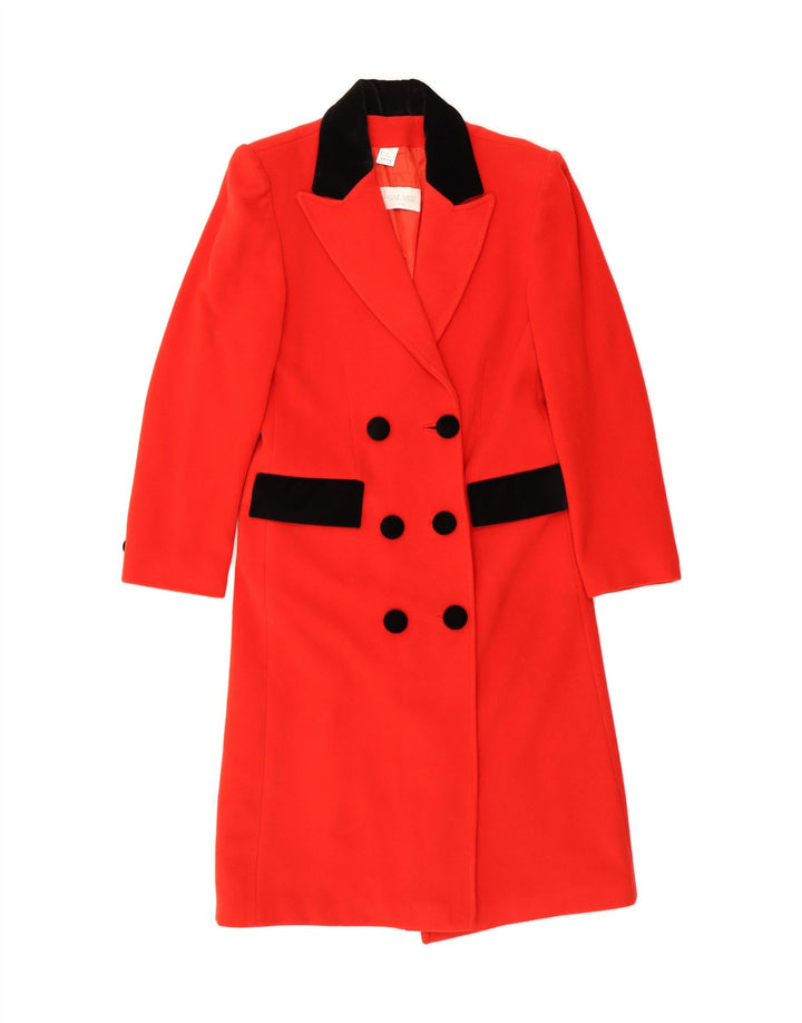 VINTAGE Womens Double Breasted Coat IT 42 Medium Red Wool Vintage Vintage and Second-Hand Vintage from Messina Hembry 