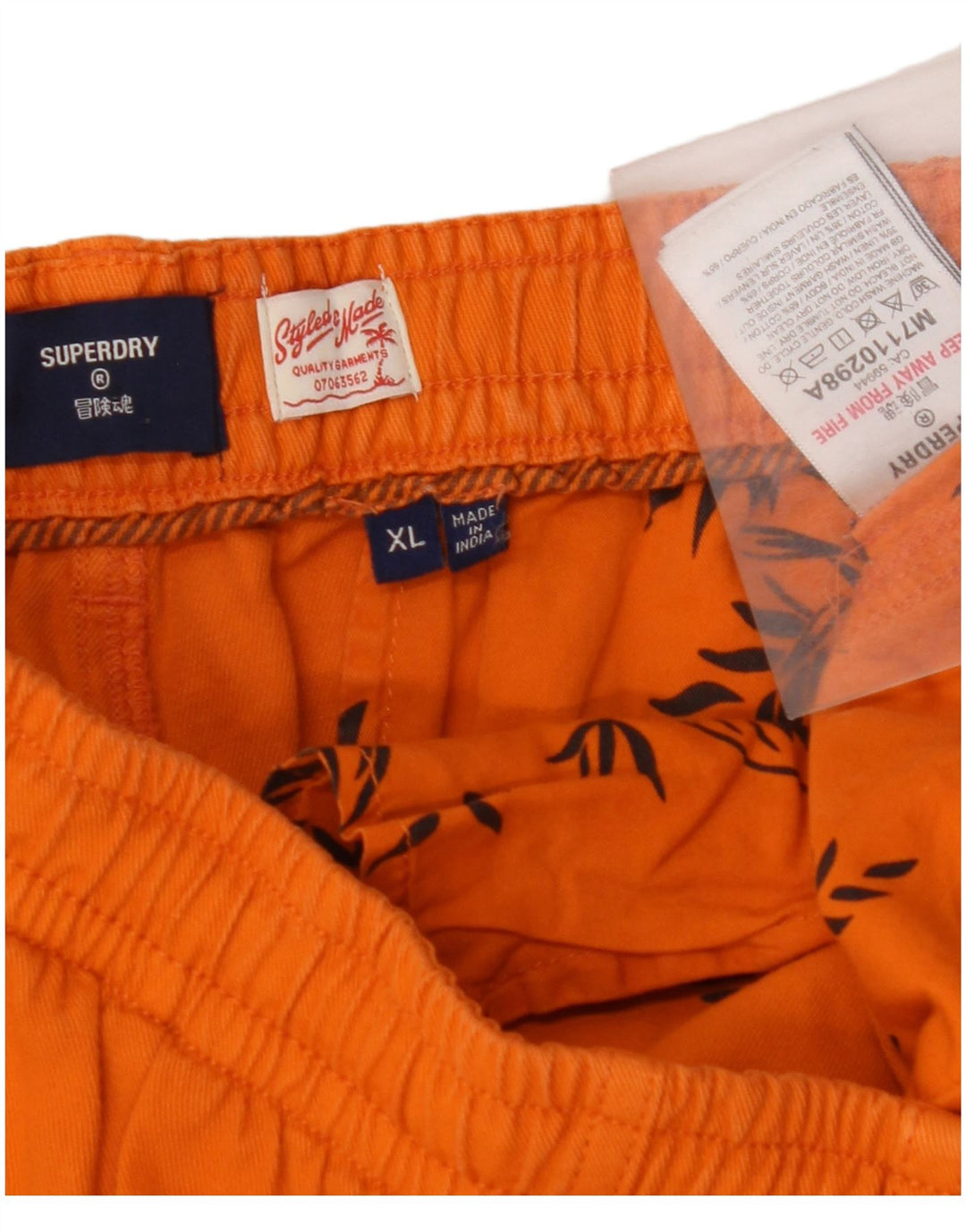SUPERDRY Мужские повседневные шорты XL W38 Оранжевые, хлопок