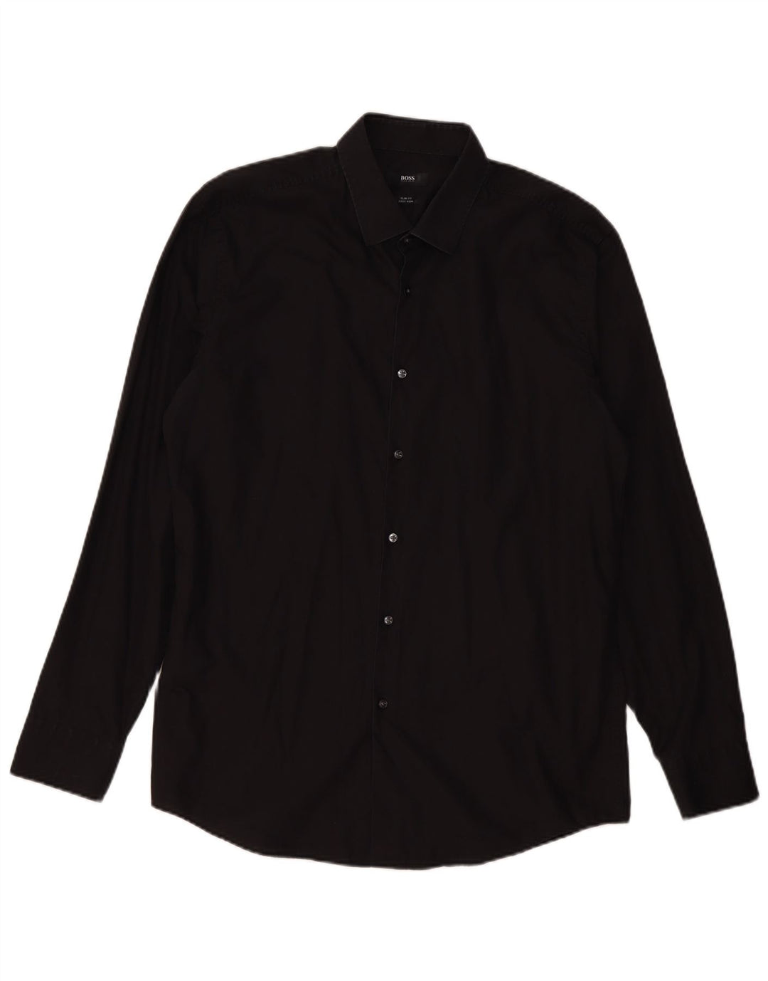 Мужская рубашка приталенного кроя HUGO BOSS, размер 43, 17 XL, черный хлопок