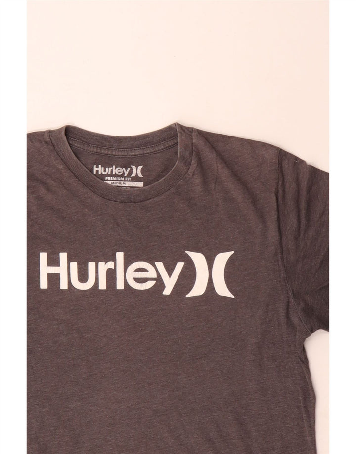 Мужская футболка премиум-класса Hurley с рисунком, хлопковый топ среднего серого цвета