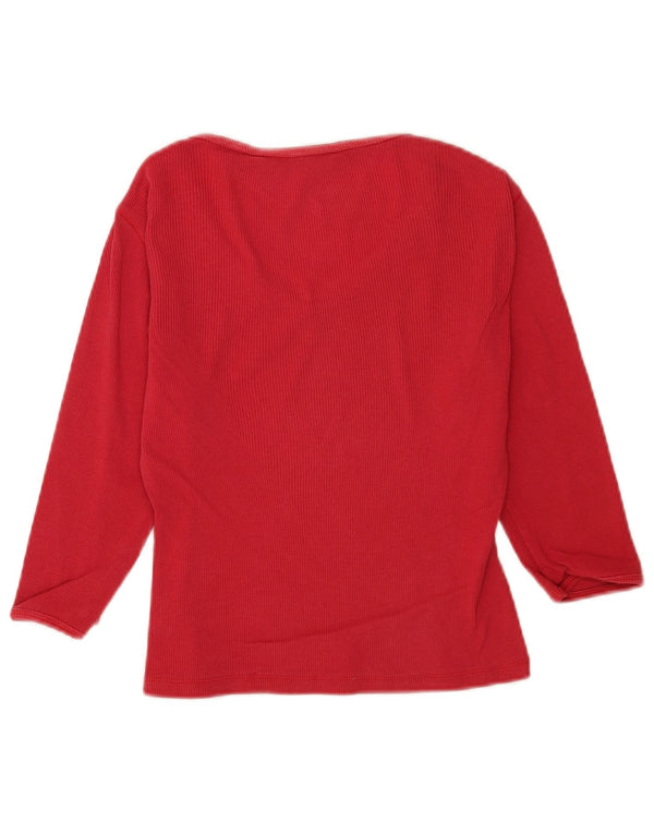 Tommy Hilfiger Womens Crop Top 3/4 Sleeve UK 6 XS Red