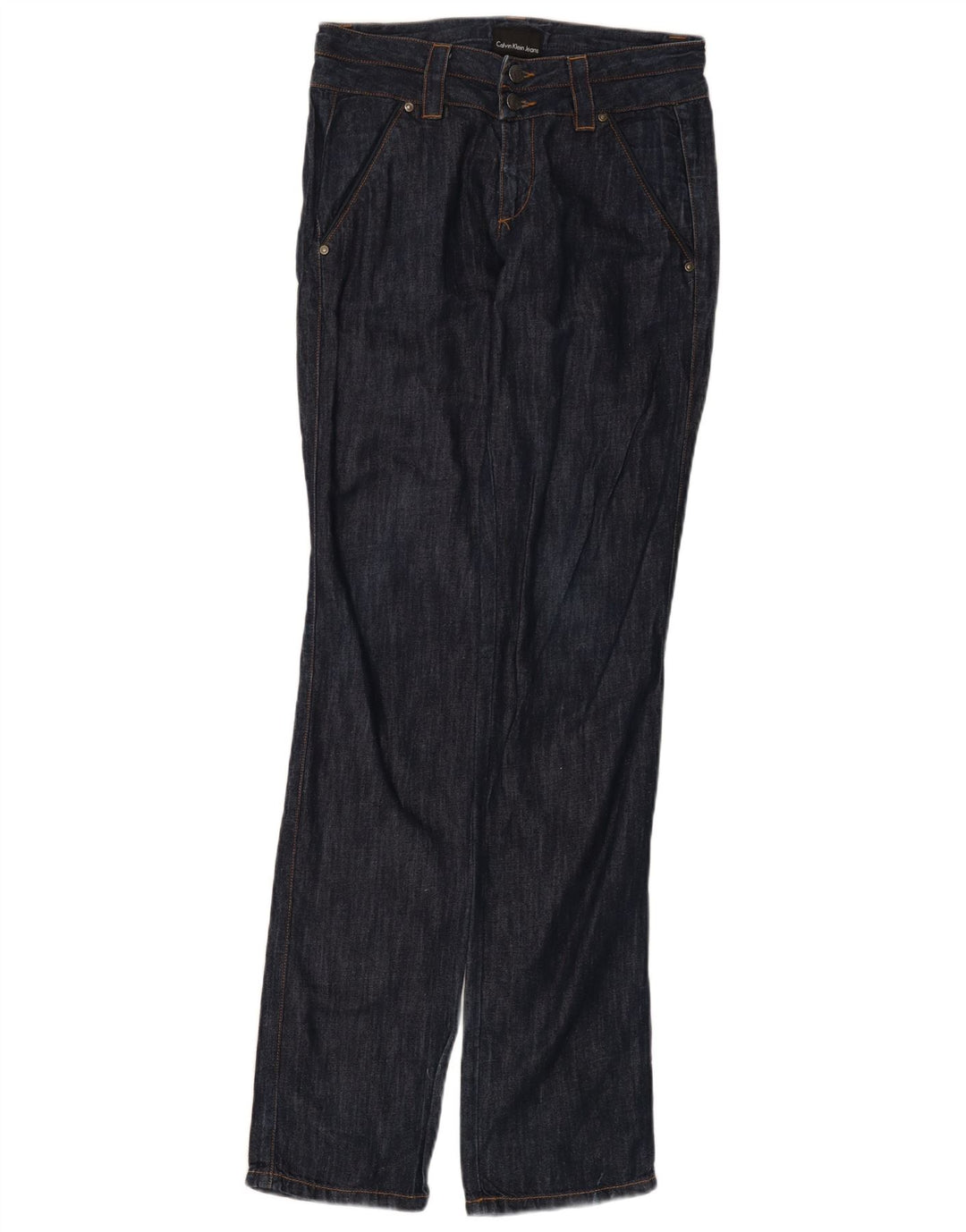 CALVIN KLEIN Женские прямые джинсы W27 L35 Темно-синий хлопок