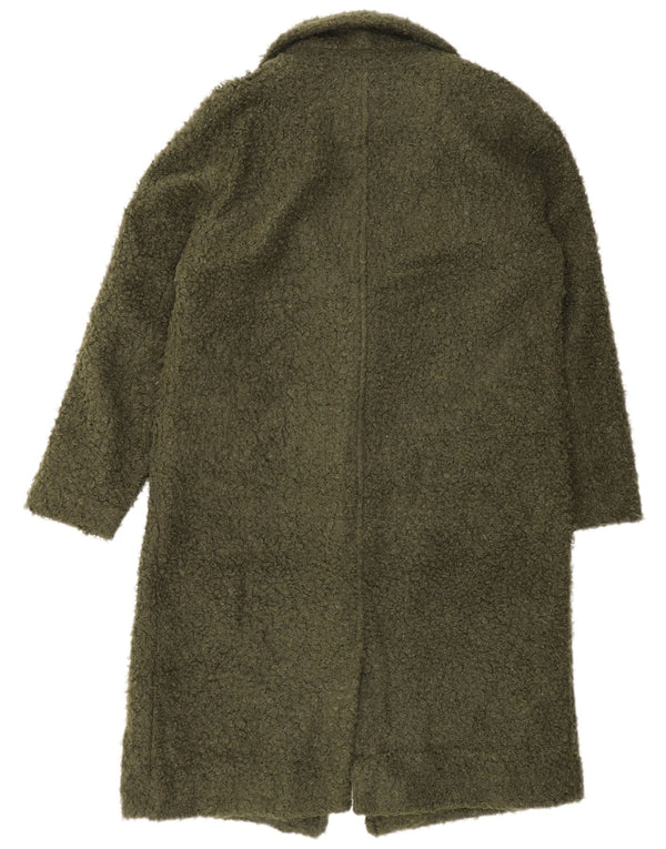 Marks & Spencer Womens Loose Fit Overcoat UK 12 Medium Green Polyester