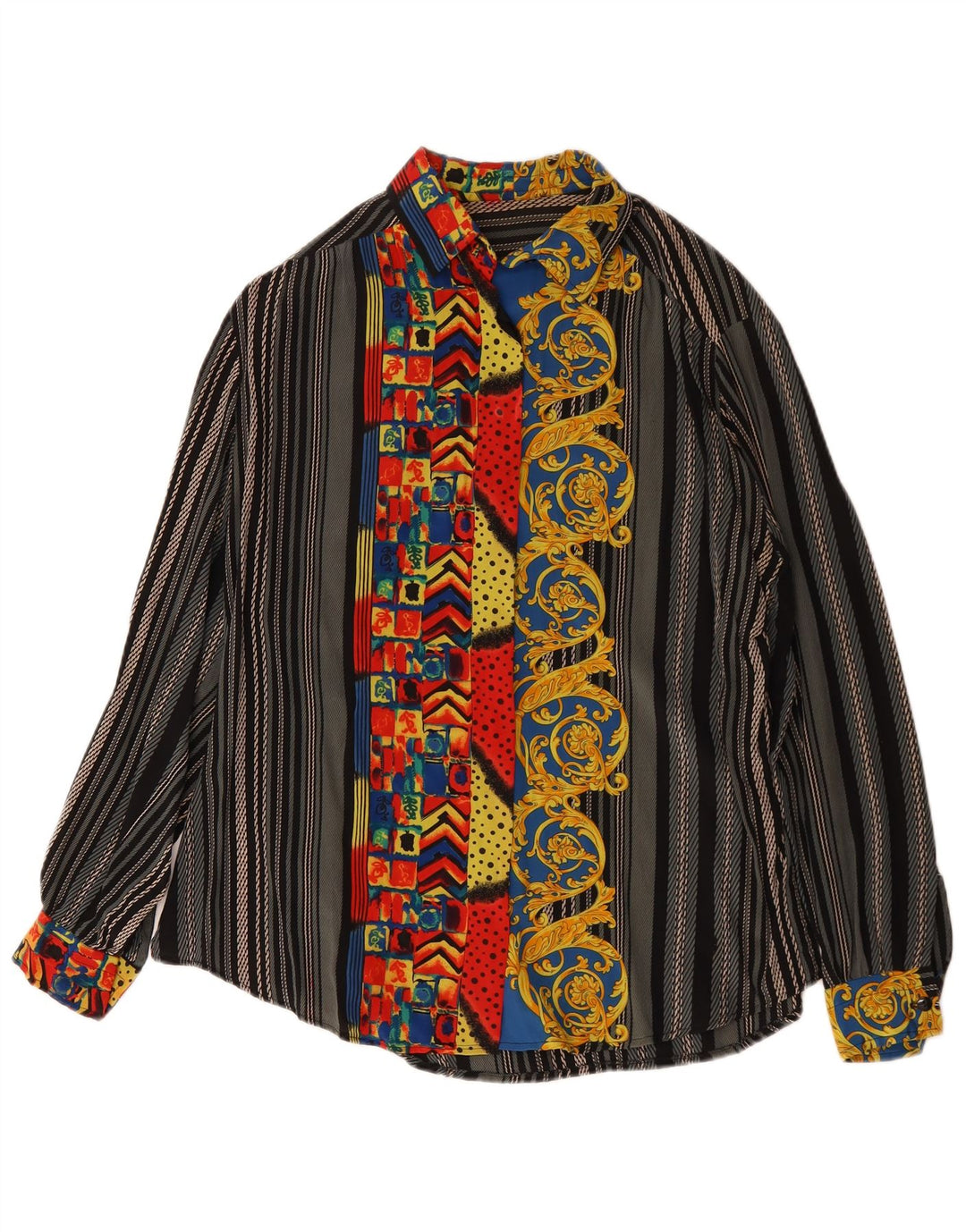 Винтажная женская блузка-рубашка UK 14, большая серая с узором пейсли