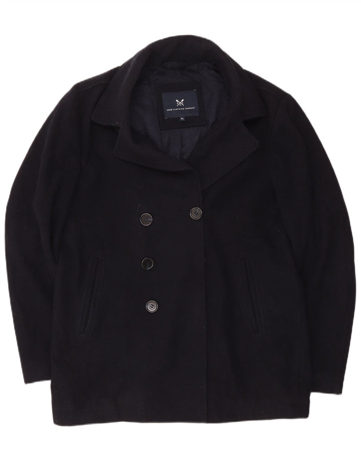 Crew Clothing Мужское двубортное пальто UK 42 XL Темно-синее шерстяное