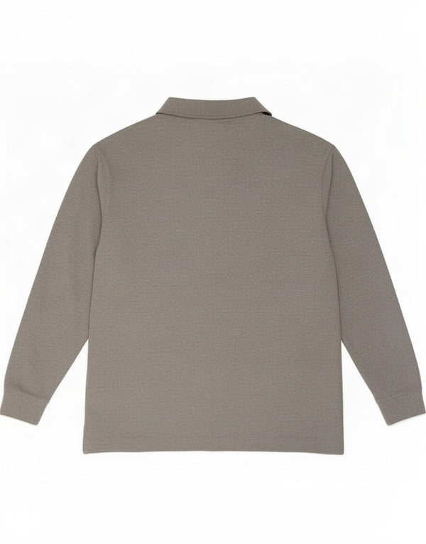 Lotto Mens Long Sleeve Polo Shirt Large Grey Flecked Cotton
