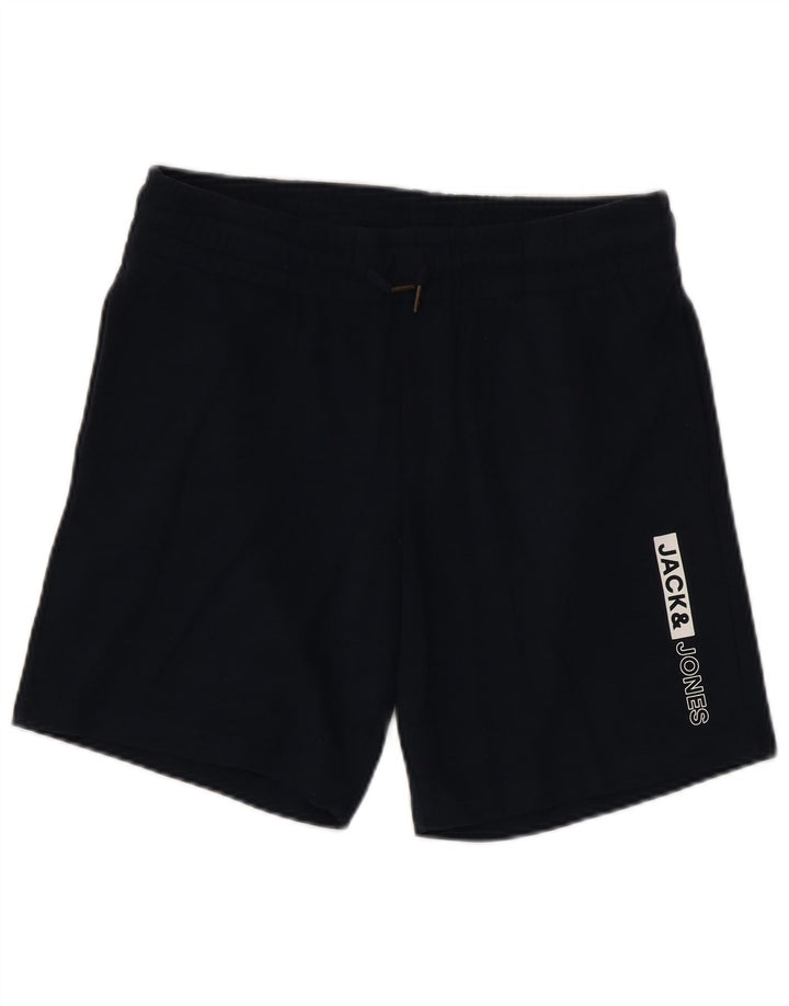 Мужские спортивные шорты с рисунком Jack & Jones из хлопка темно-синего цвета среднего размера