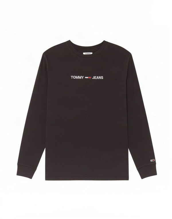 Tommy Hilfiger Мужской топ с рисунком с длинным рукавом XL, черный хлопок