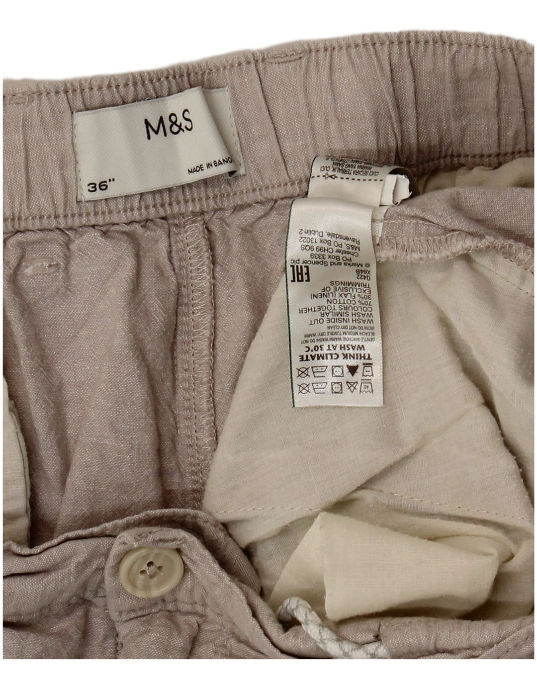 Мужские шорты чинос Marks & Spencer W36, большие серые, хлопок