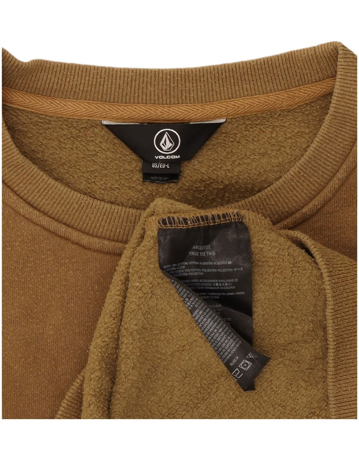 Мужской свитшот с рисунком Volcom, большой хлопковый джемпер цвета хаки