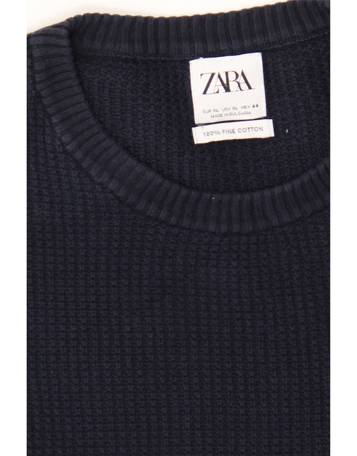 Мужской свитер с круглым вырезом Zara XL, темно-синий