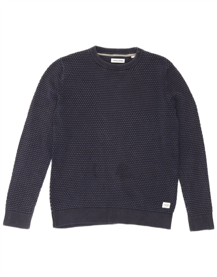 Мужской джемпер с круглым вырезом Jack & Jones, средний темно-синий в горошек