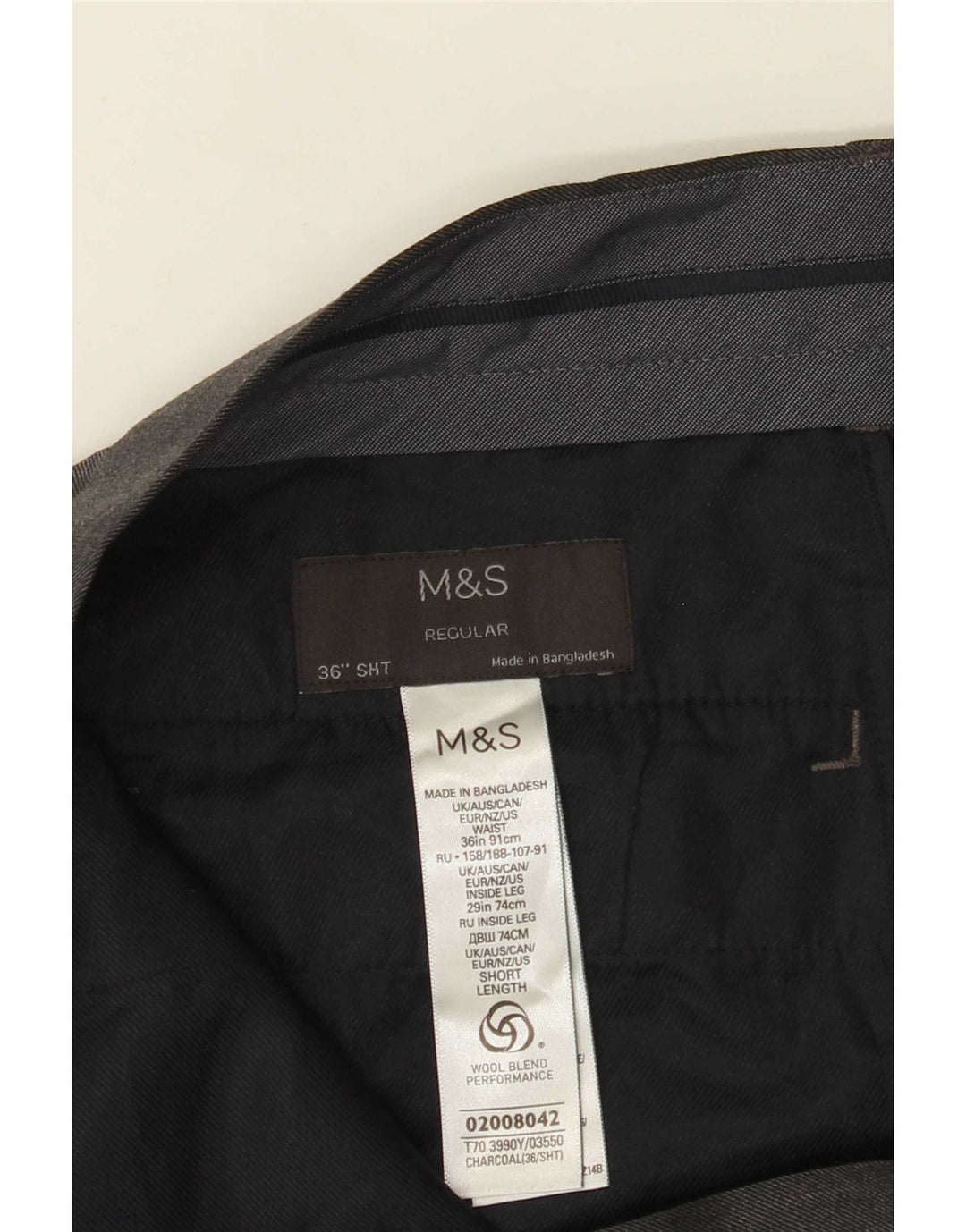 Мужские костюмные брюки классического кроя Marks & Spencer W36 L29, серый полиэстер