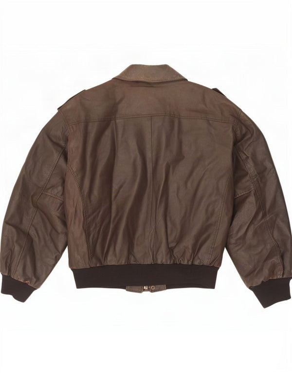 Винтажная мужская кожаная куртка в стиле милитари IT 52 XL Коричневая