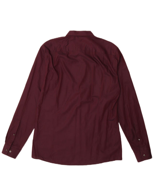 Мужская рубашка приталенного кроя Hugo Boss 2XL бордовый хлопок