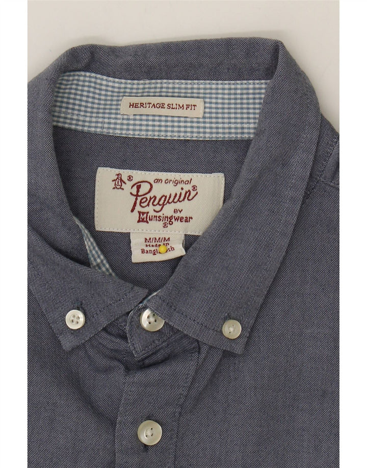PENGUIN Mens Heritage Slim Fit Shirt Medium Navy Blue Cotton Vintage Penguin and Second-Hand Penguin from Messina Hembry 