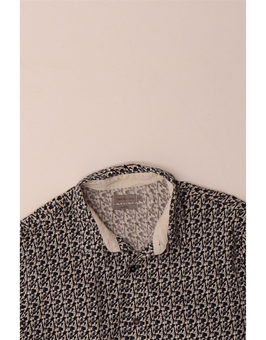 CALVIN KLEIN JEANS Мужская рубашка приталенного кроя, средний черный хлопок с геометрическим узором