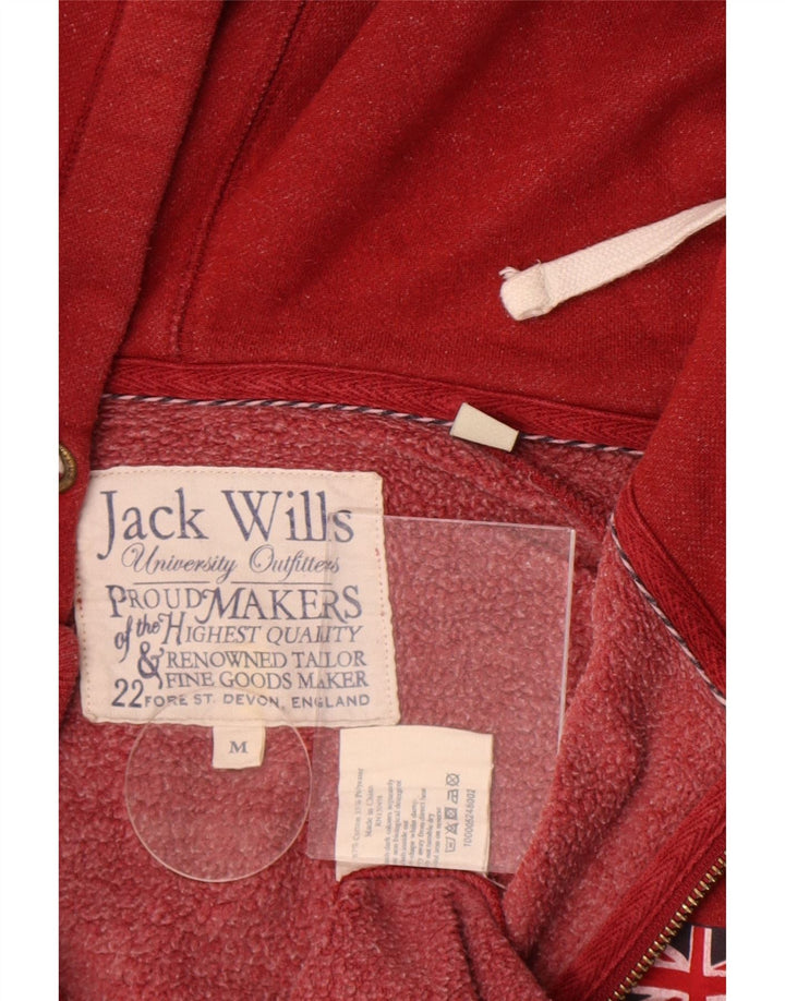 Jack Wills Мужской свитер с капюшоном и молнией с графическим рисунком, хлопковый средний красный цвет