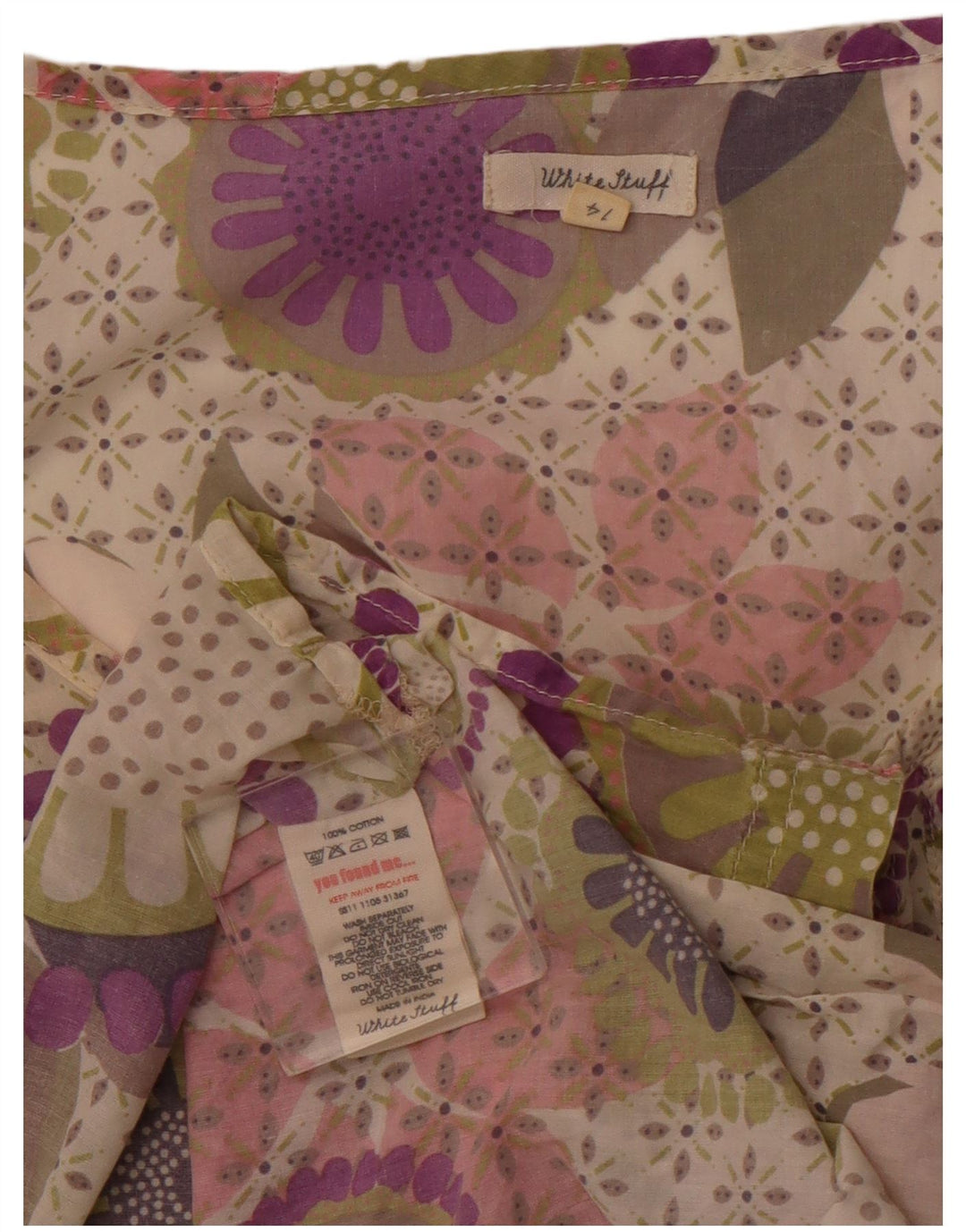 Женское базовое платье WHITE STUFF UK 14, хлопок среднего фиолетового цвета с цветочным принтом