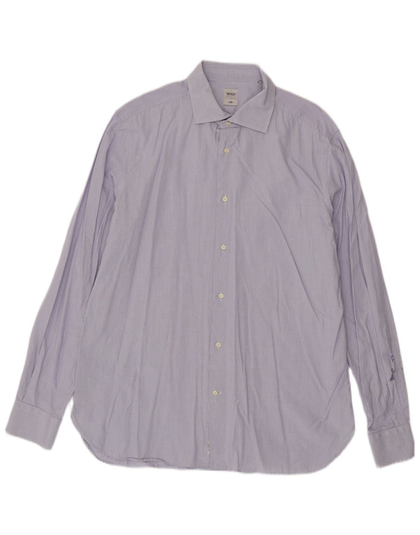 Мужская рубашка приталенного кроя Boggi Milano, размер 44, 17, 1/2 XL, синяя, хлопок в мелкую клетку