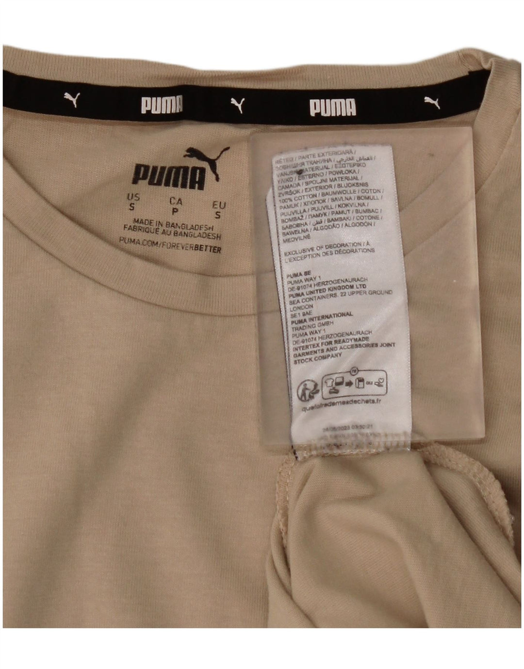 Женская футболка PUMA Top UK 10, маленькая, бежевый, хлопок
