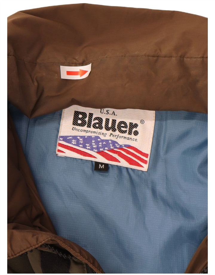 Мужская стеганая куртка Blauer UK 38, средний коричневый цвет, нейлон с цветными блоками