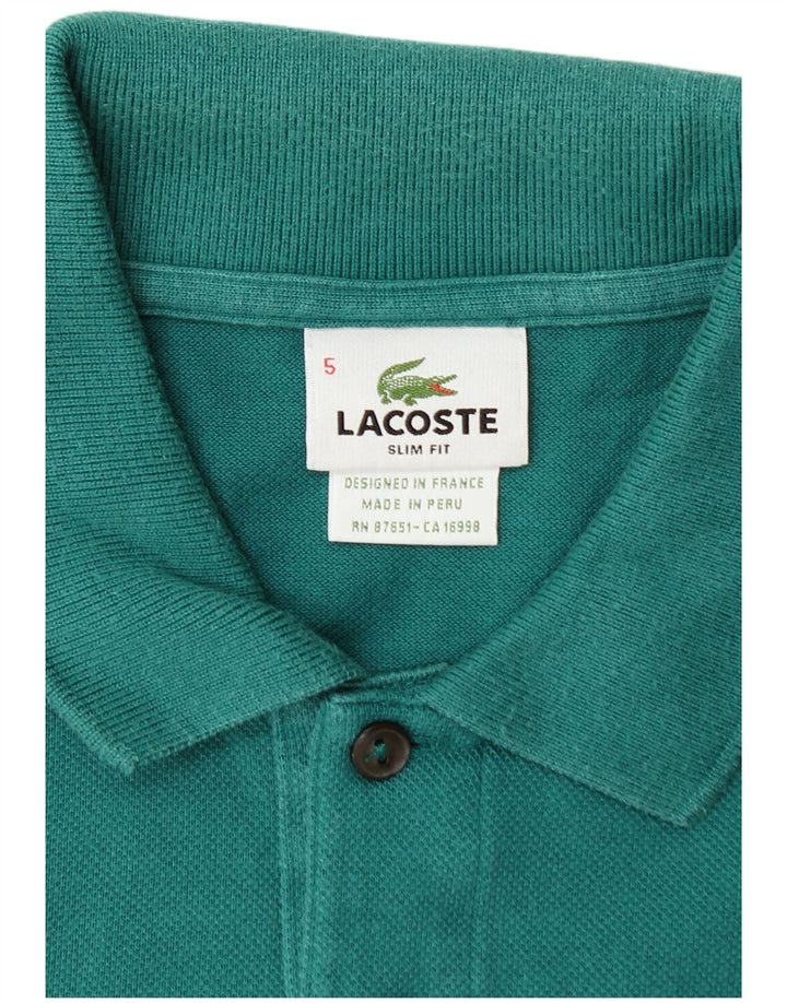Мужская рубашка-поло приталенного кроя LACOSTE, размер 5, большая, зеленая, хлопок