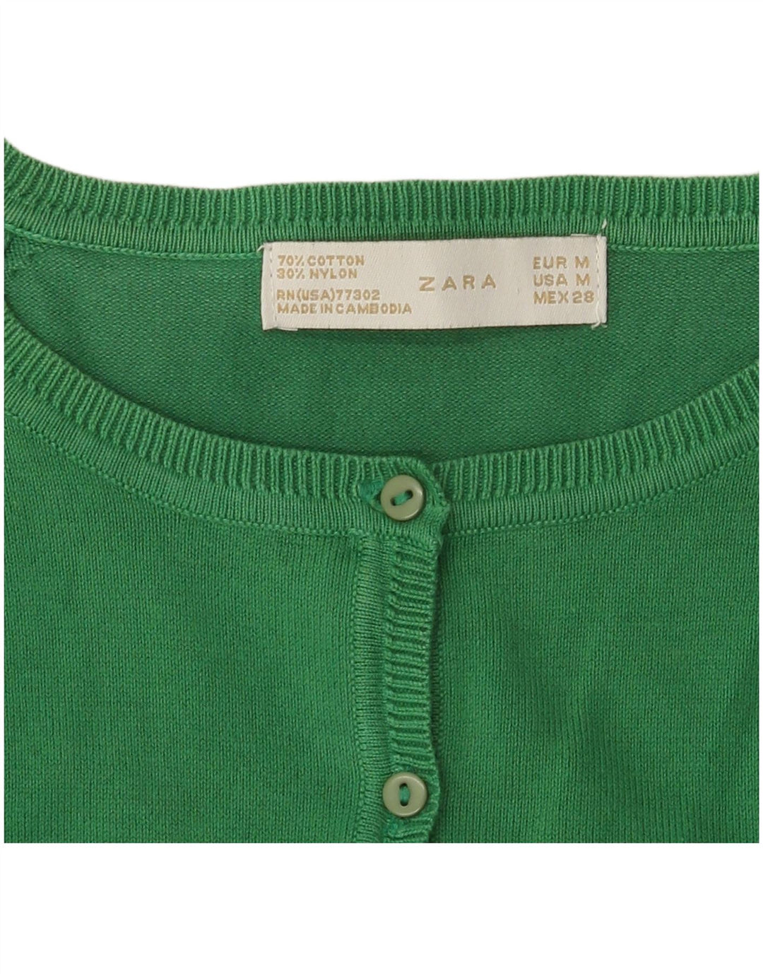 Женский кардиган Zara UK 12, хлопковый средний зеленый цвет
