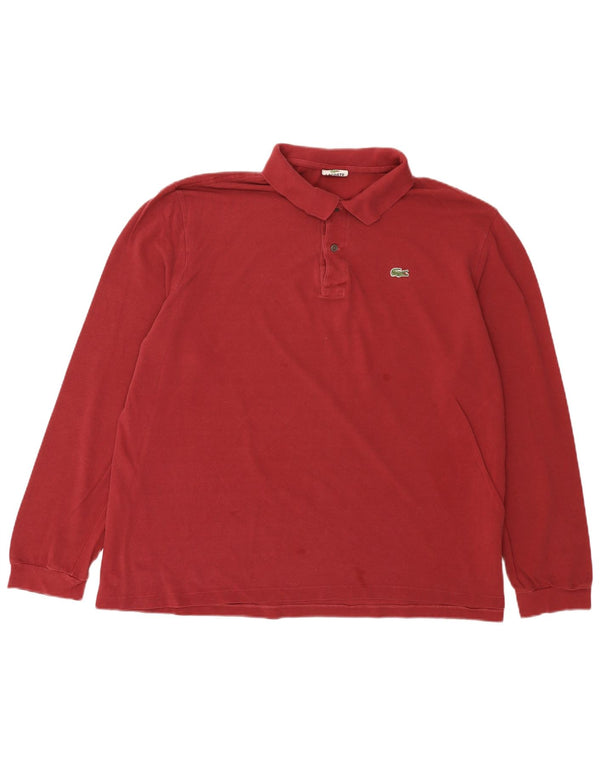 Мужская рубашка поло Lacoste с длинным рукавом, размер 8, 3XL, красный хлопок