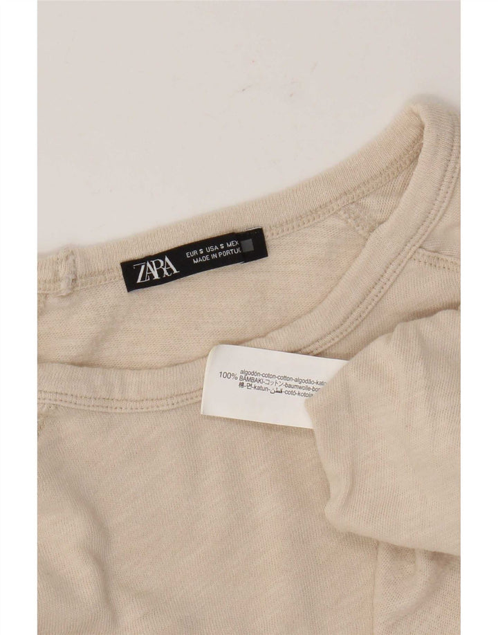 Мужской топ Zara с длинным рукавом, маленький, бежевый, хлопок