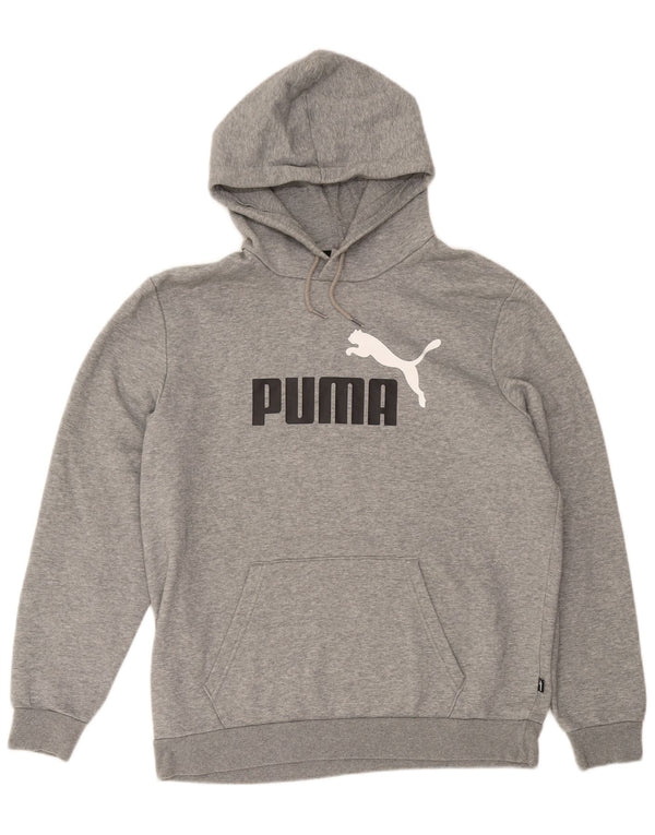 Мужской джемпер с капюшоном с рисунком Puma, большой серый в крапинку