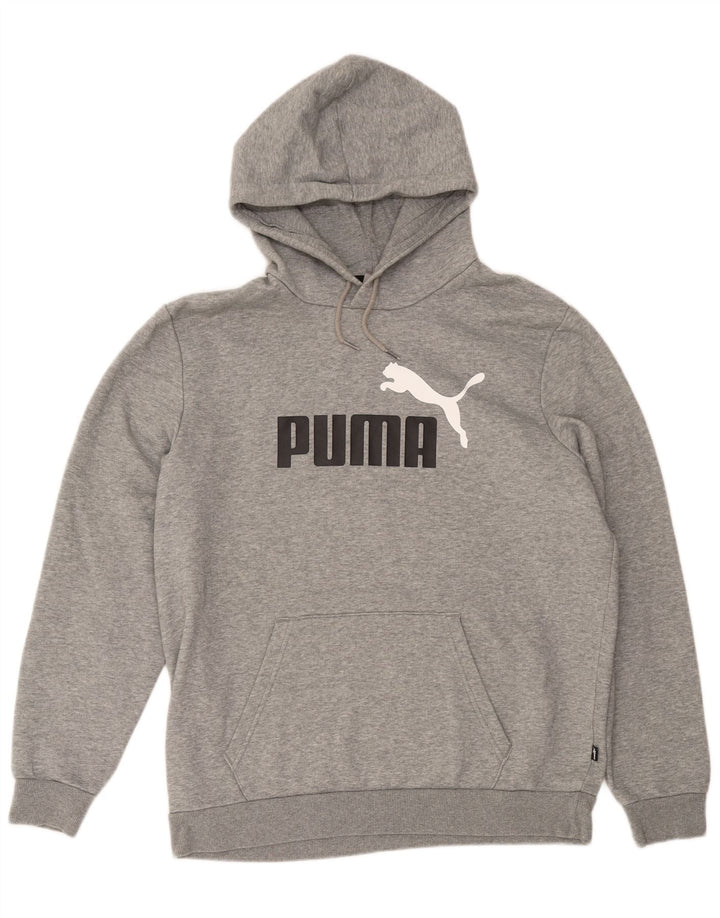 Мужской джемпер с капюшоном с рисунком Puma, большой серый в крапинку
