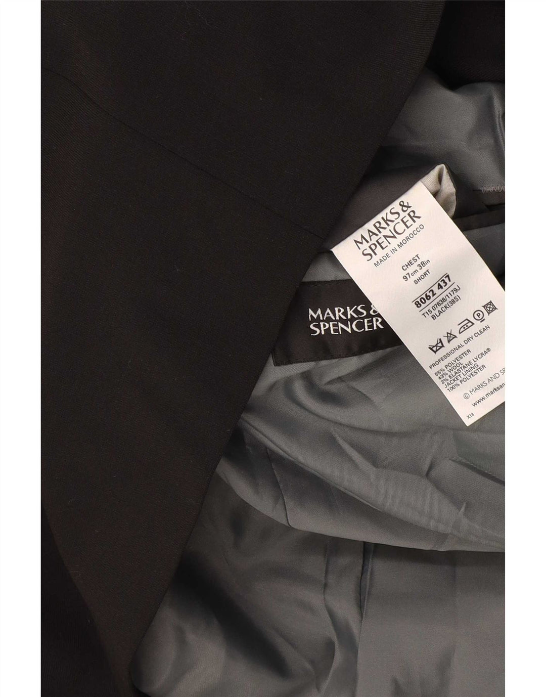 Мужской короткий пиджак на трех пуговицах Marks & Spencer UK 38, средний черный