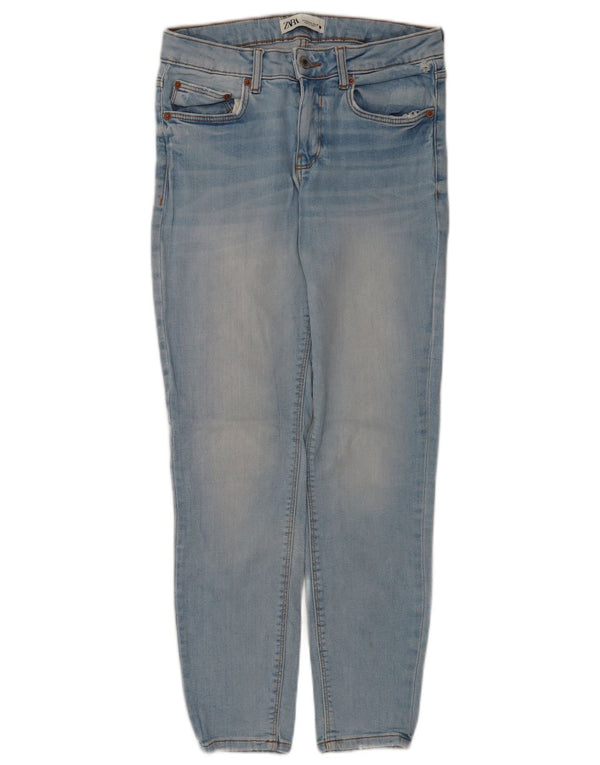 Женские узкие джинсы Zara EU 38, маленькие W28 L27, синие, хлопок