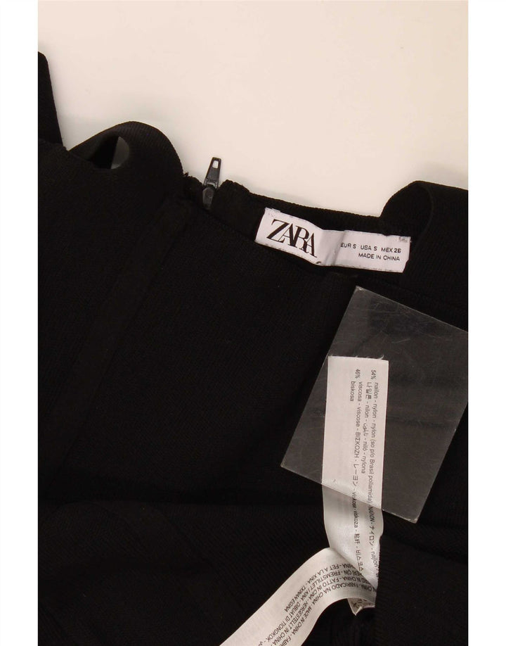 Женский укороченный топ Zara UK 8, маленький черный нейлон