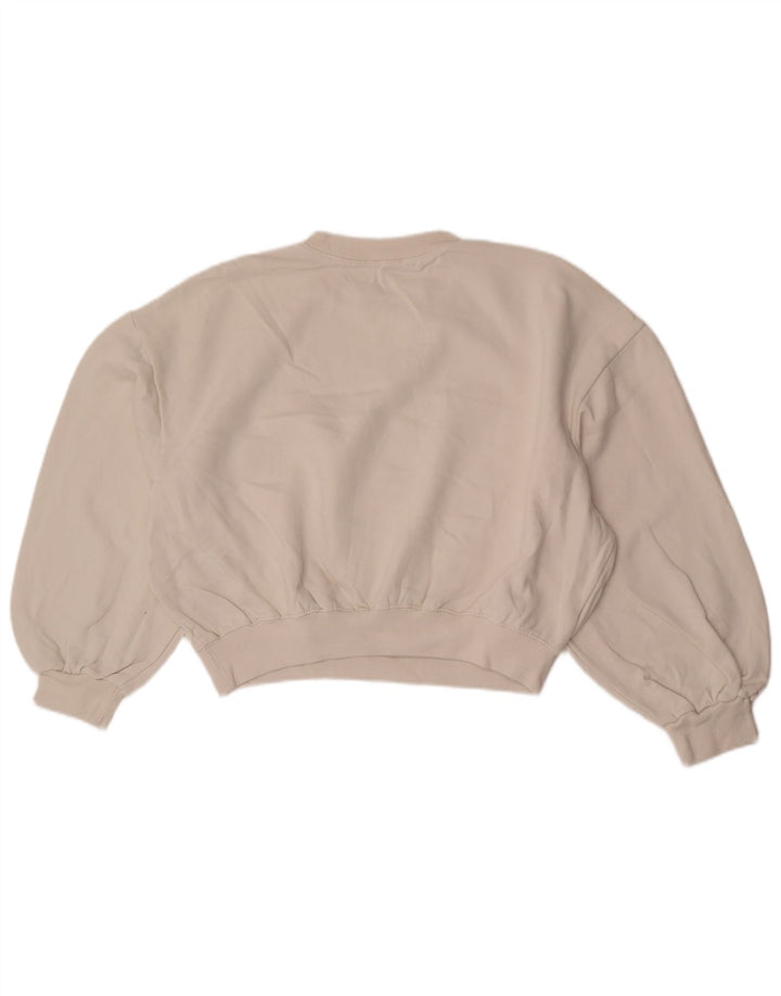 Женский укороченный свитшот оверсайз с рукавом 3/4 Zara UK 14, средний белый