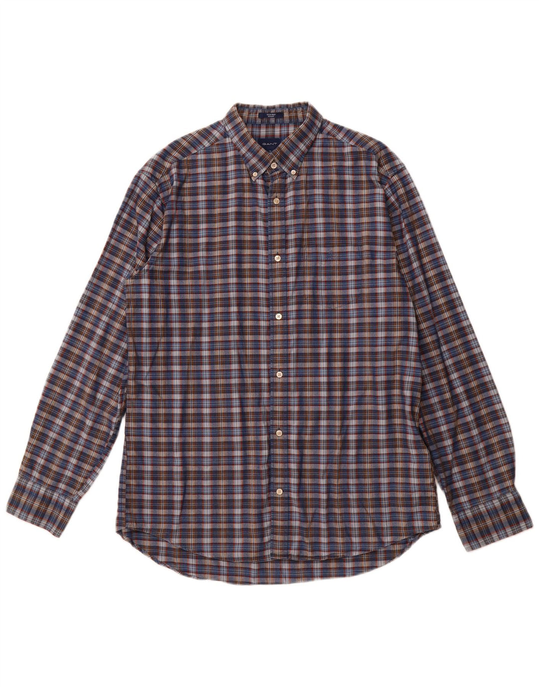 Мужская рубашка GANT стандартного кроя, размер 43/44, 17 1/2 XL, темно-синяя клетка, хлопок