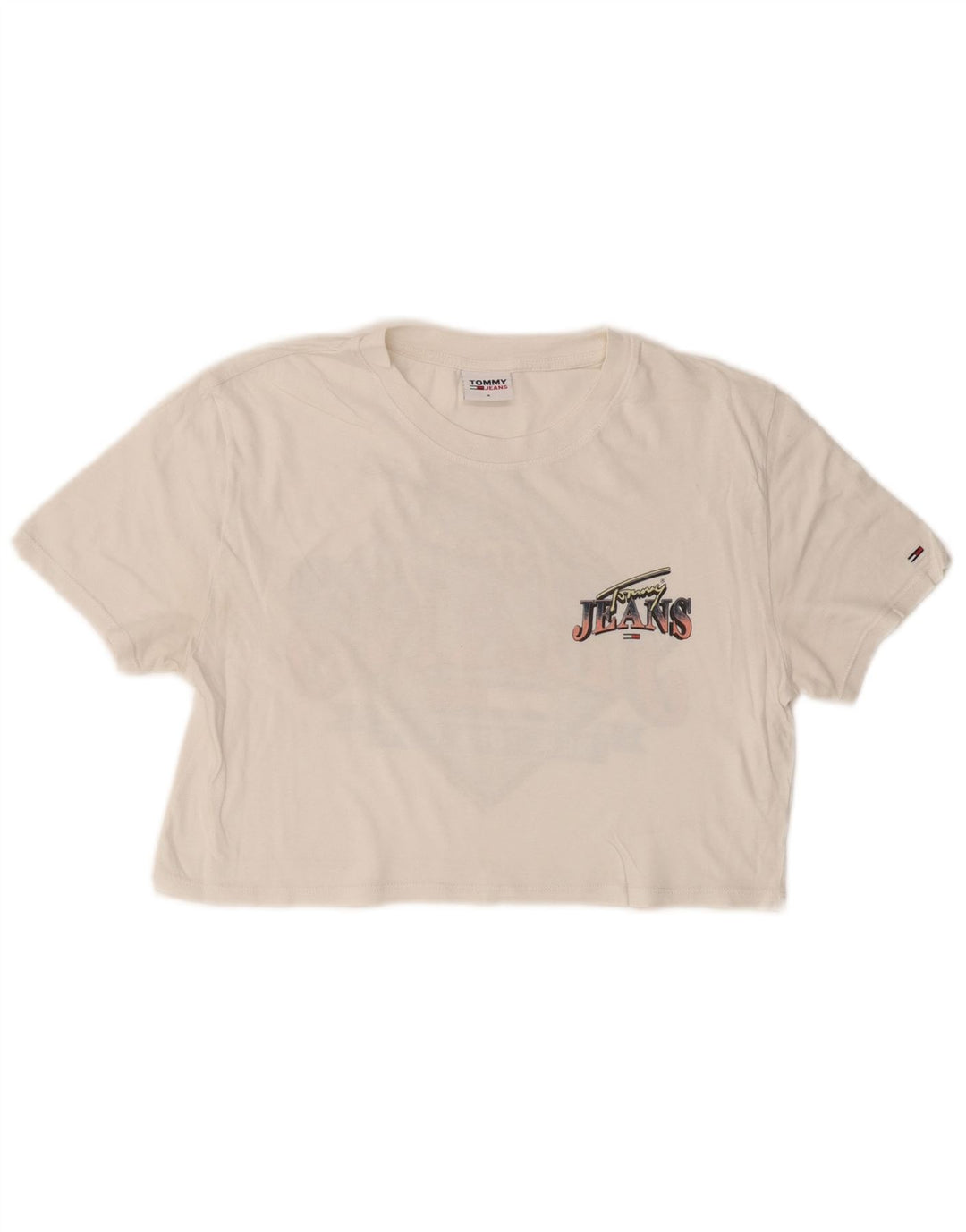 TOMMY HILFIGER Женская укороченная футболка с рисунком Top UK 10, маленький белый