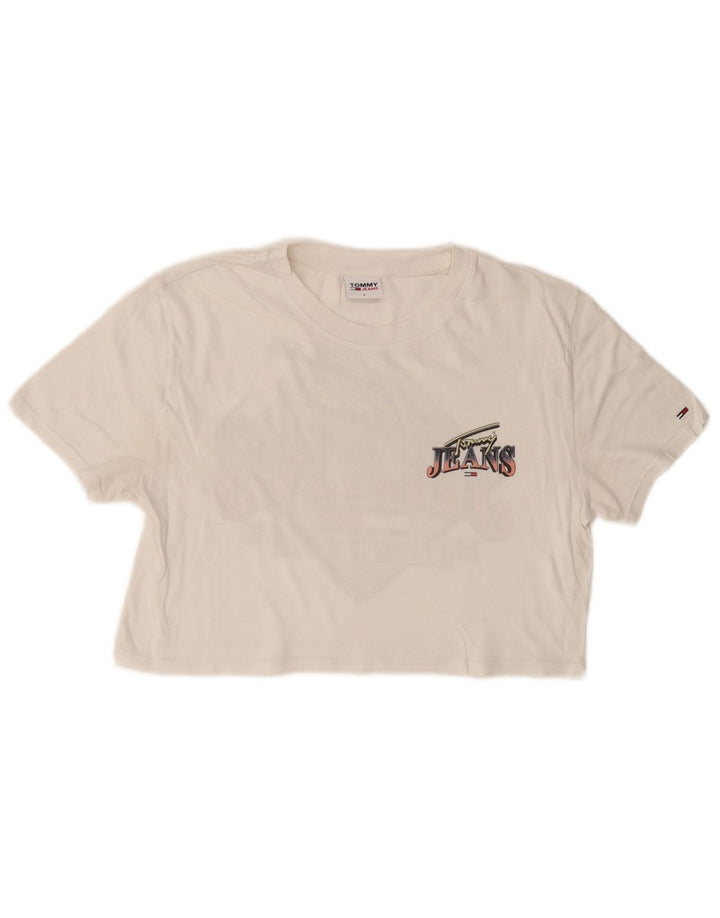 TOMMY HILFIGER Женская укороченная футболка с рисунком Top UK 10, маленький белый