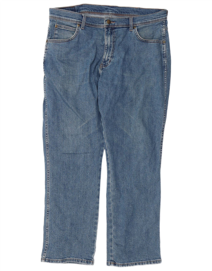 Мужские прямые джинсы Wrangler стандартного кроя W36 L30, синий хлопок