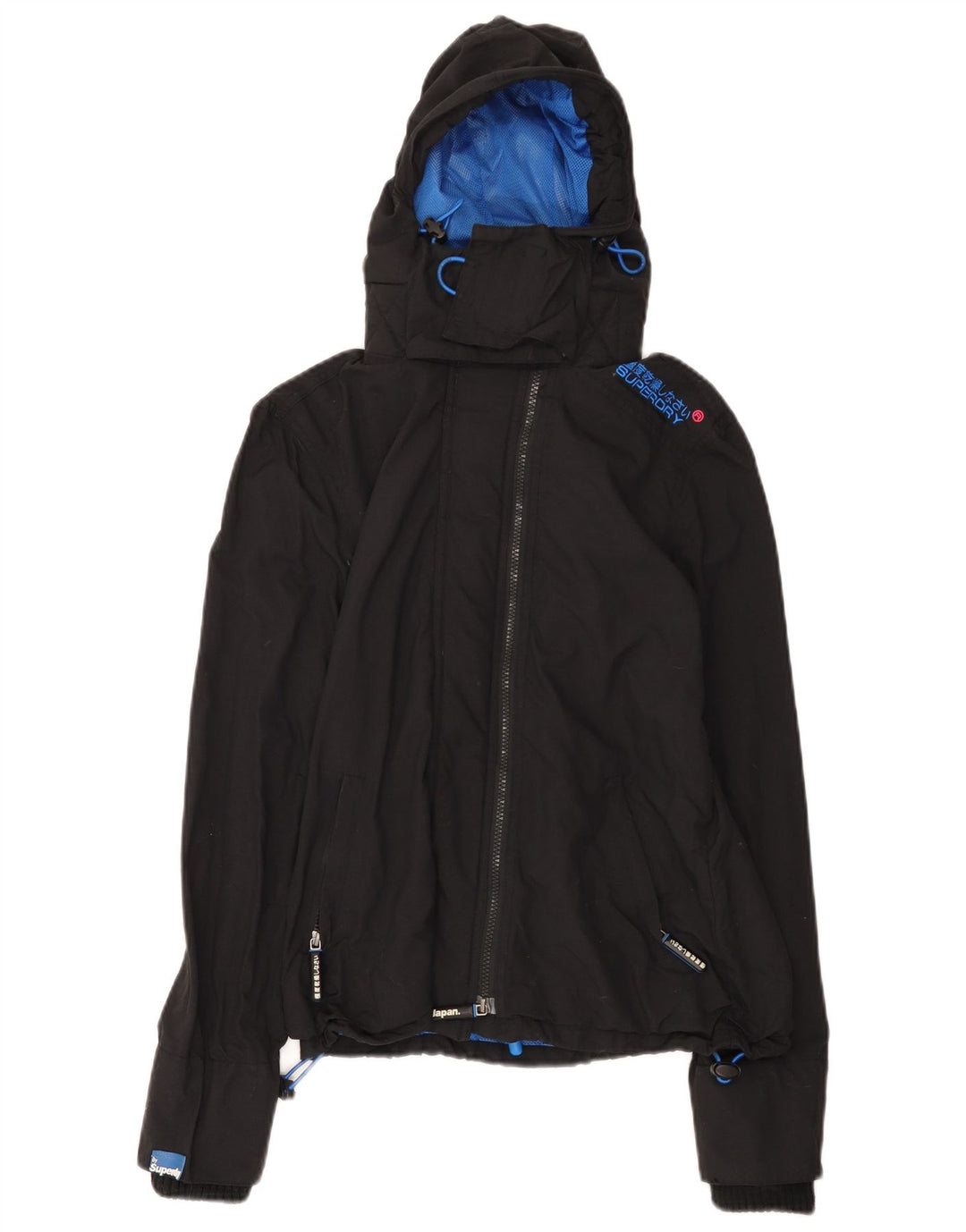 Женская ветровка с капюшоном Superdry UK 14, средний черный нейлон